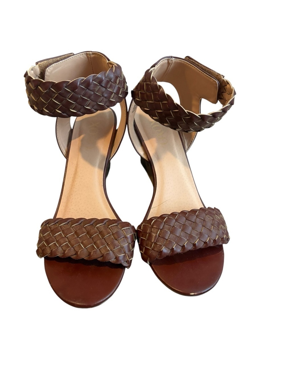 XOXO Braided Ankle-Strap Heeled Sandals - Brown